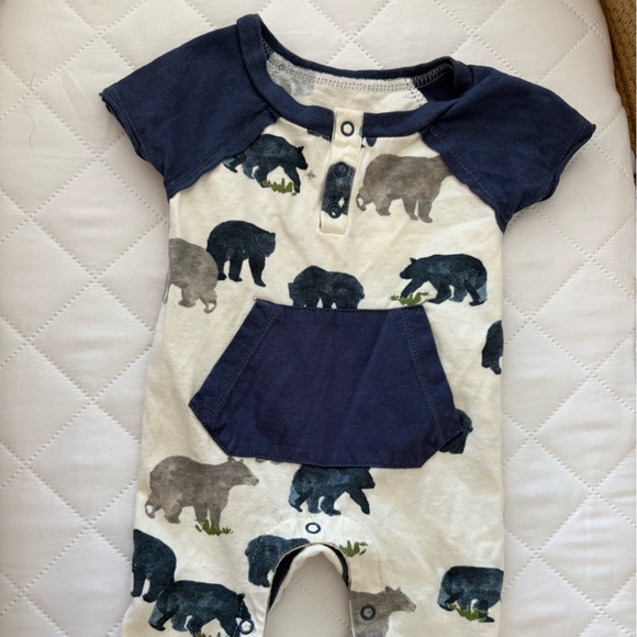 Burt's Bees Baby Navy Romper - Picture 1 of 3